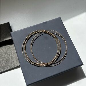 Gold Beaded Stretch Bangle Set - Women's Jewelry